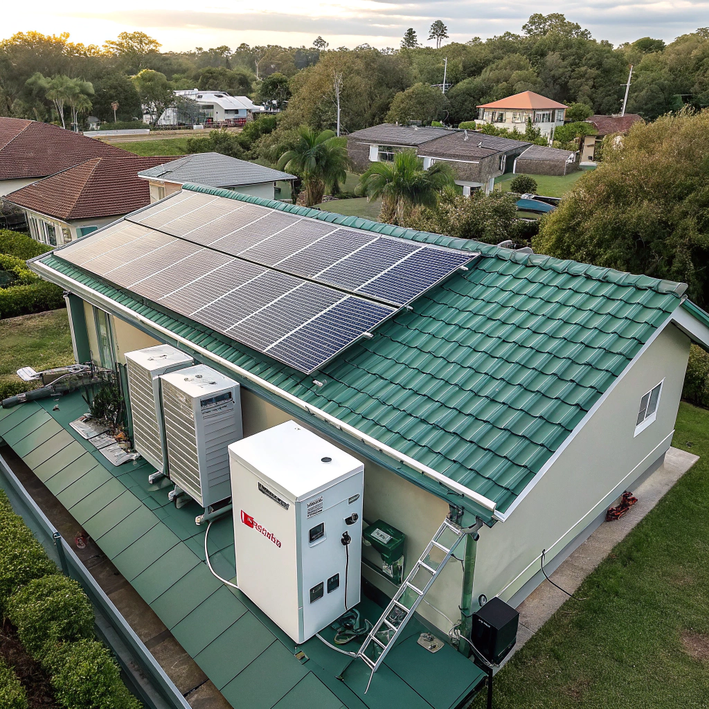 Solar panels under sunlight