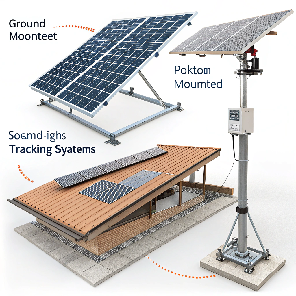 Various PV panel support systems in different environments
