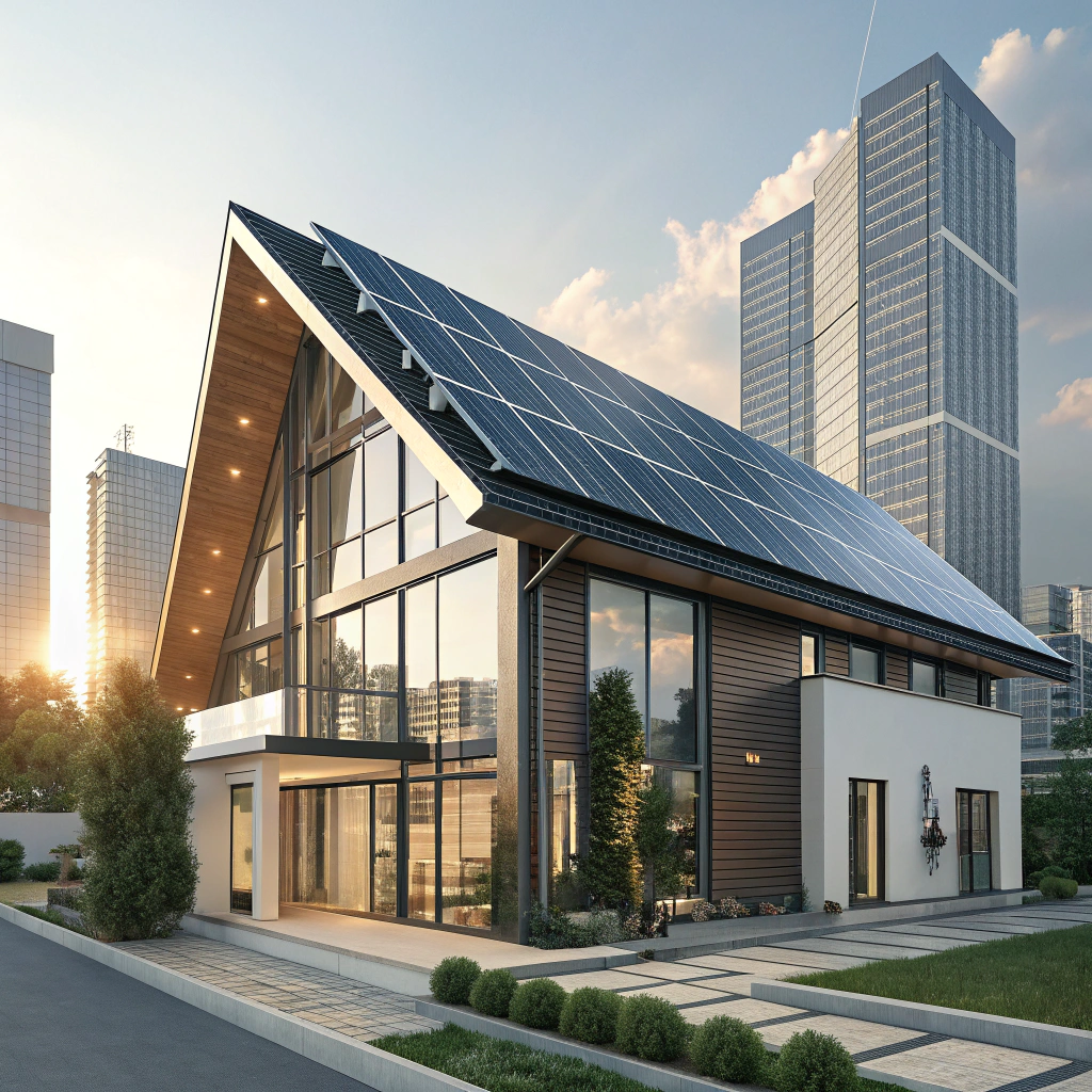 BIPV system integrated into a modern glass façade