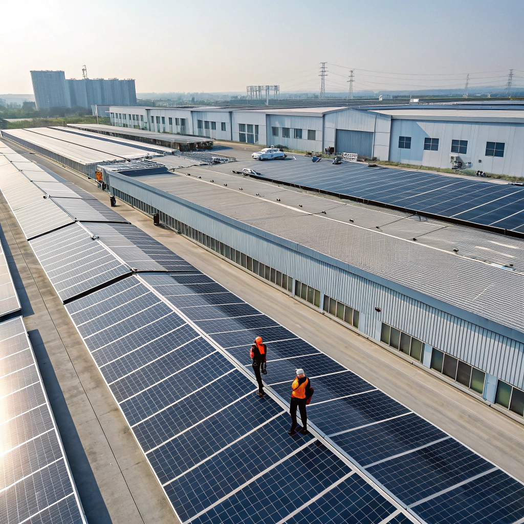 Solar panel production line in modern factory