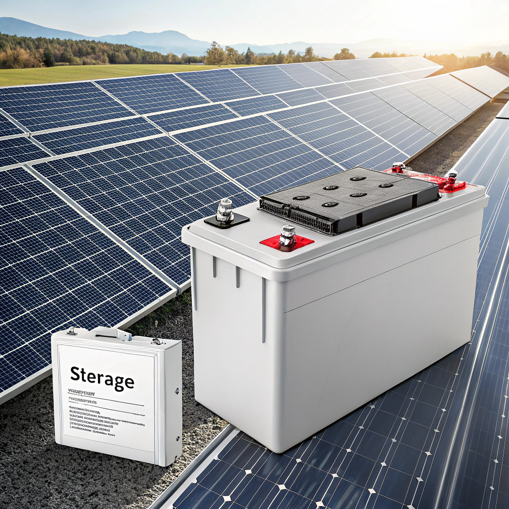 Solar panels with energy storage system in industrial setting